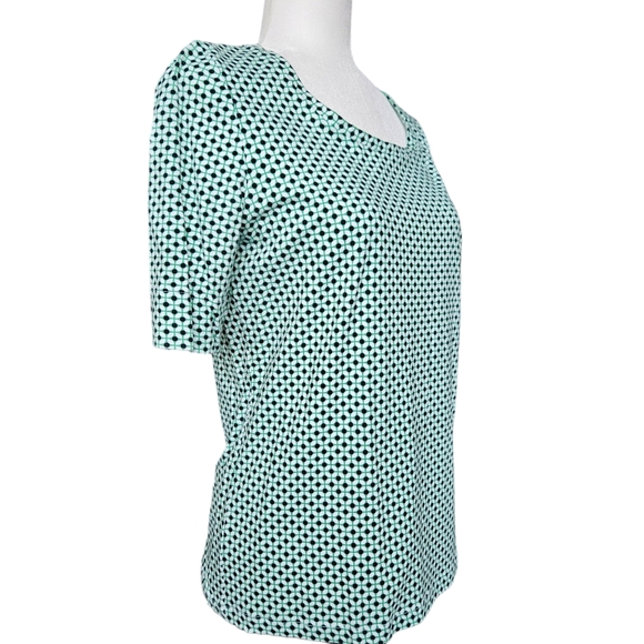 Jones New York Sport cotton green black white top geometric pattern short sleeve - Picture 7 of 11